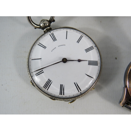 834 - Timex Juvenia automatic wristwatch in working condition plus two pocket watches 925 & 935 silver for... 