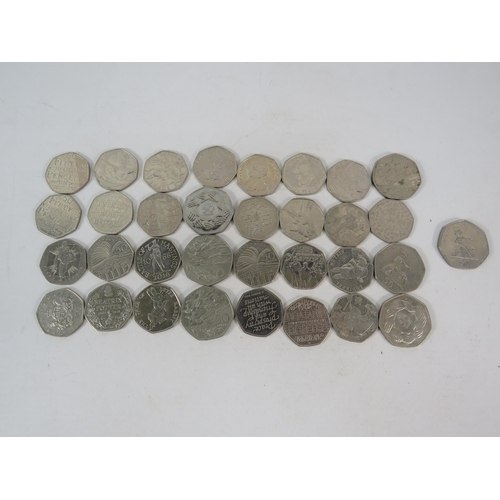 839 - 33 x 50 pence coins various desgins.