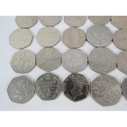 839 - 33 x 50 pence coins various desgins.