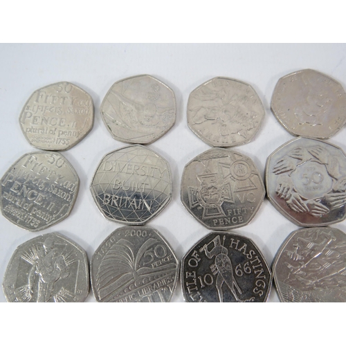 839 - 33 x 50 pence coins various desgins.