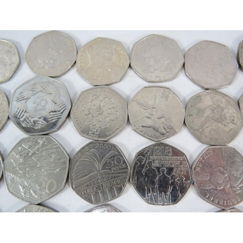 839 - 33 x 50 pence coins various desgins.