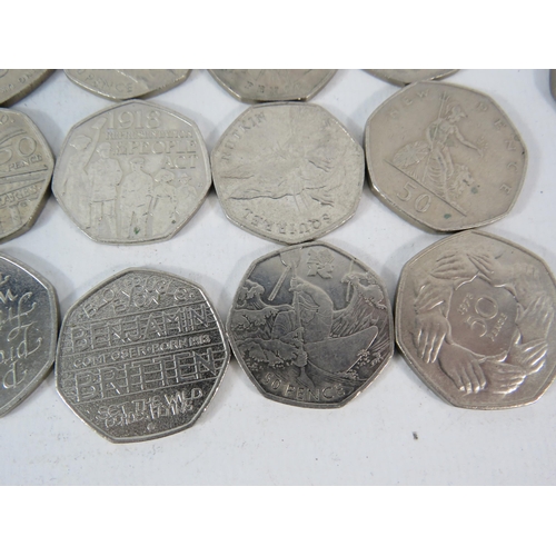 839 - 33 x 50 pence coins various desgins.