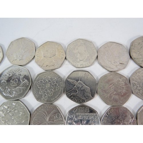 839 - 33 x 50 pence coins various desgins.