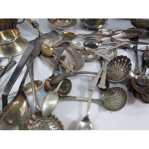 868 - Job lot of various silverplated items, trays, teapots, cutlery etc.