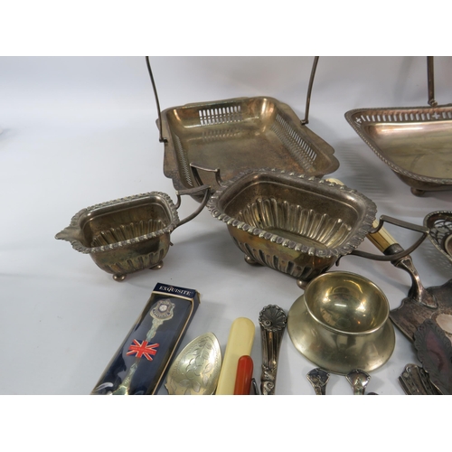 868 - Job lot of various silverplated items, trays, teapots, cutlery etc.