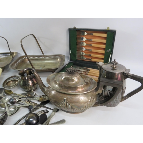 868 - Job lot of various silverplated items, trays, teapots, cutlery etc.