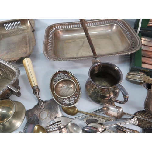 868 - Job lot of various silverplated items, trays, teapots, cutlery etc.