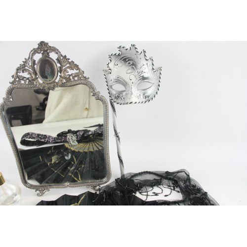 214 - Ladies Vanity Collectables Mirror, Textiles, Hair Accessories Etc      574379