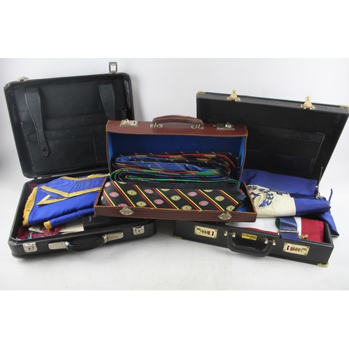 216 - Cased Assorted Masonic Regalia Inc Aprons, Collars, Jewels, Gloves, Etc Job Lot        700567