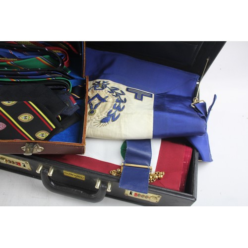 216 - Cased Assorted Masonic Regalia Inc Aprons, Collars, Jewels, Gloves, Etc Job Lot        700567