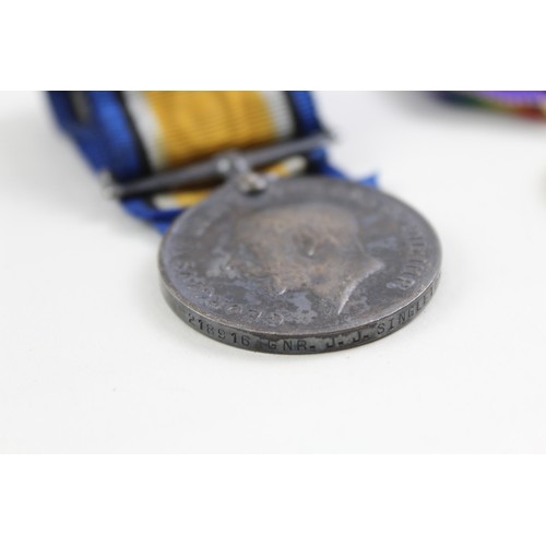 220 - WW1 Medal Pair 218916 GnrJ. J Singleton RA       682839