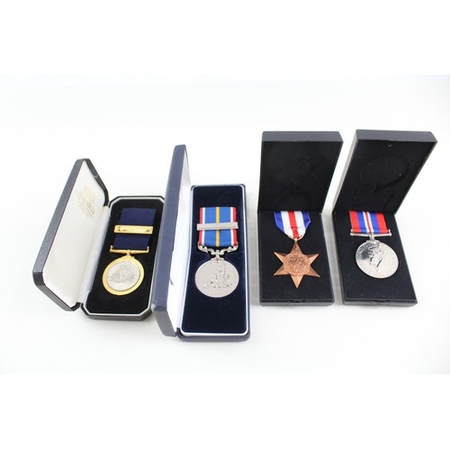 222 - Boxed Medals Inc WW2 & National Service Royal Navy Medal To G.J Flory RN x 4       682744