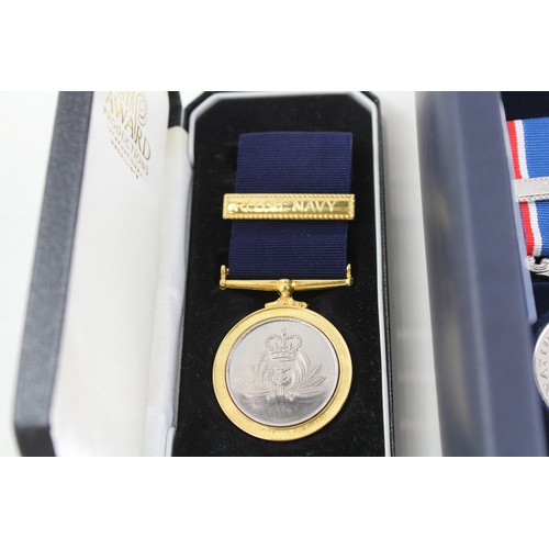 222 - Boxed Medals Inc WW2 & National Service Royal Navy Medal To G.J Flory RN x 4       682744