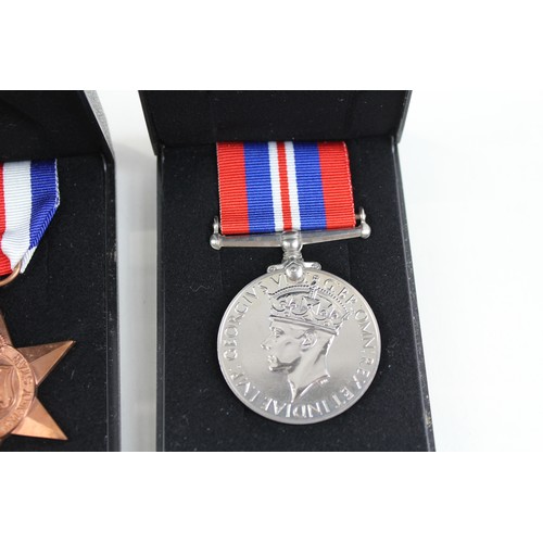 222 - Boxed Medals Inc WW2 & National Service Royal Navy Medal To G.J Flory RN x 4       682744