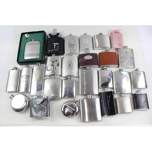 240 - Hip Flasks Assorted Inc Stainless Steel, Modern, Faux Leather Job Lot       638329