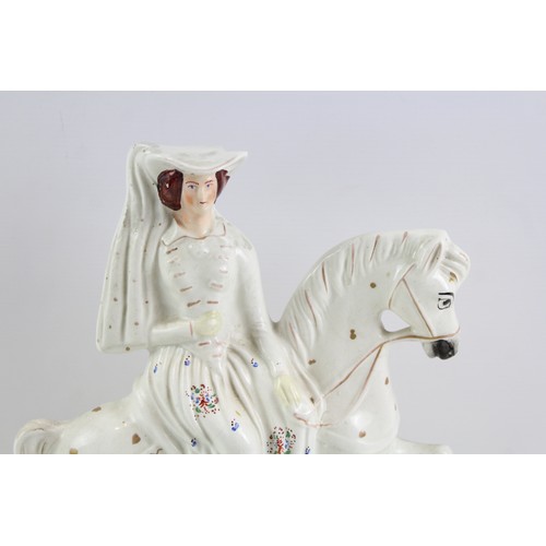 259 - Antique Staffordshire Flat Back Figurine Duchess On Horseback Victorian H - 36cm       441222