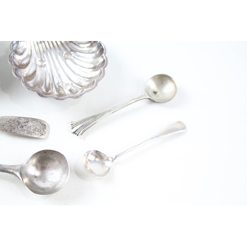 270 - 6 x Antique / Vintage .925 Sterling Silver Salt Dishes & Condiment Spoons (50g)       656873