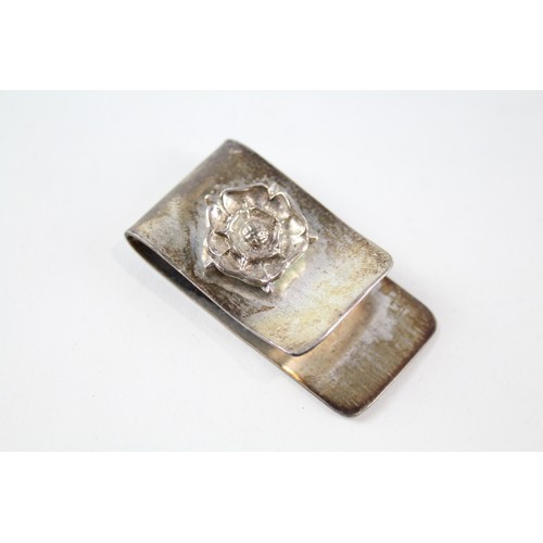 279 - Hallmarked .925 Sterling Silver Yorkshire / Lancashire Rose Money Clip (23g)        656900