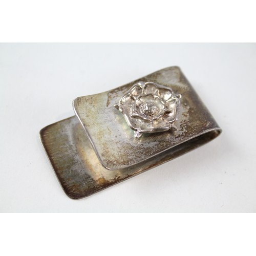 279 - Hallmarked .925 Sterling Silver Yorkshire / Lancashire Rose Money Clip (23g)        656900