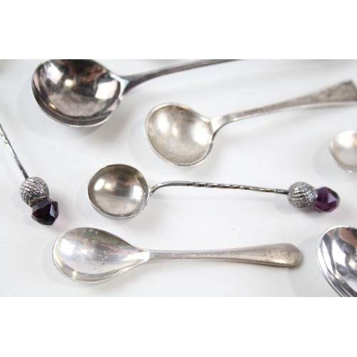 281 - 9 x Antique / Vintage .925 Sterling Silver Condiment Spoons Inc Georgian Etc 51g       656921