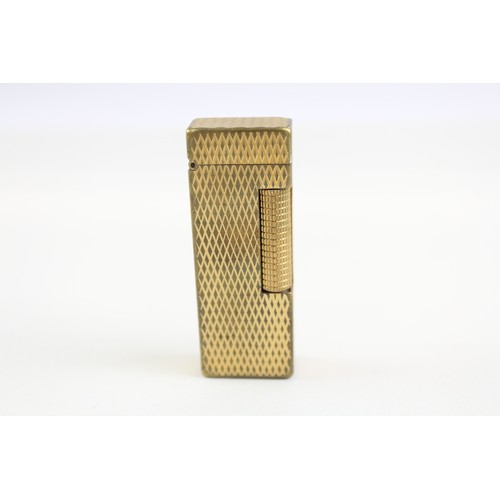 290 - Dunhill Rollagas Pocket Lighter, Vintage Gold Tone Diamond Texture Good Spark        551148