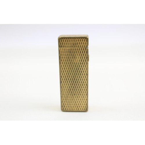 290 - Dunhill Rollagas Pocket Lighter, Vintage Gold Tone Diamond Texture Good Spark        551148