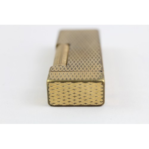 290 - Dunhill Rollagas Pocket Lighter, Vintage Gold Tone Diamond Texture Good Spark        551148