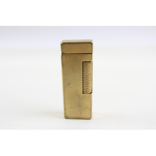 292 - Dunhill Rollagas Pocket Lighter, Vintage Gold Tone Wheatsheaf Texture Good Spark         551152