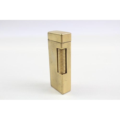 292 - Dunhill Rollagas Pocket Lighter, Vintage Gold Tone Wheatsheaf Texture Good Spark         551152