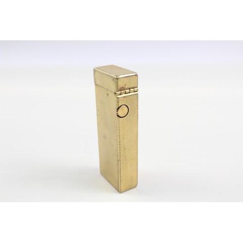 292 - Dunhill Rollagas Pocket Lighter, Vintage Gold Tone Wheatsheaf Texture Good Spark         551152