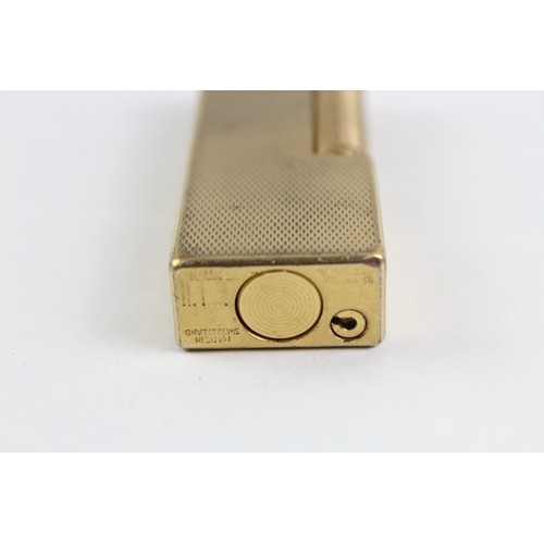 292 - Dunhill Rollagas Pocket Lighter, Vintage Gold Tone Wheatsheaf Texture Good Spark         551152