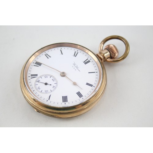 310 - Vintage Rolled Gold Waltham Open Face Pocket Watch Hand-Wind Working        2225536