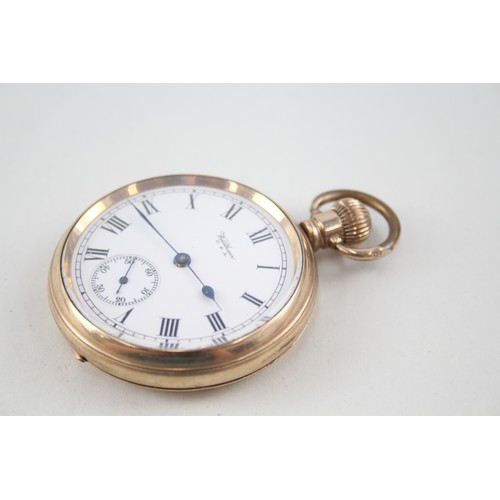 311 - Vintage Rolled Gold Waltham Open Face Pocket Watch Hand-Wind Working        2225535