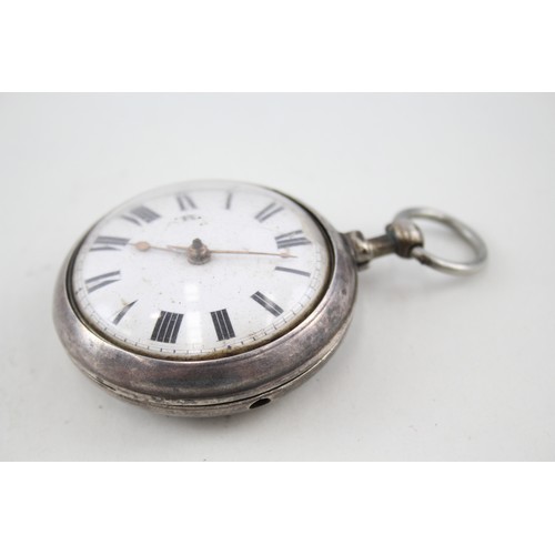 314 - Vintage 925 Silver Verge Fusee Pocket Watch with Pair Case Key-Wind Untested        409740