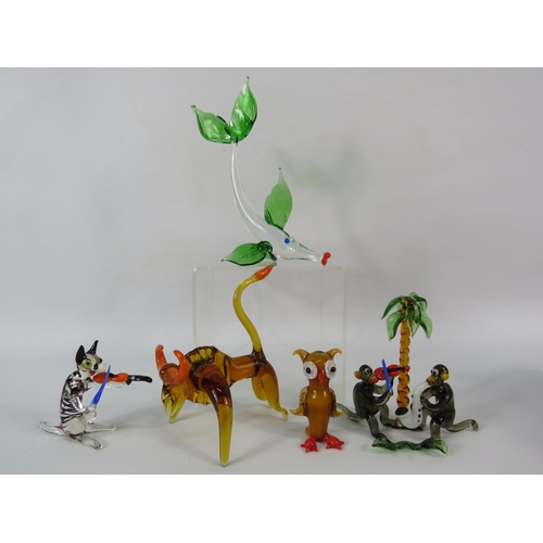 10 - Selection of murano art glass figurines, the tallest measures 5.5