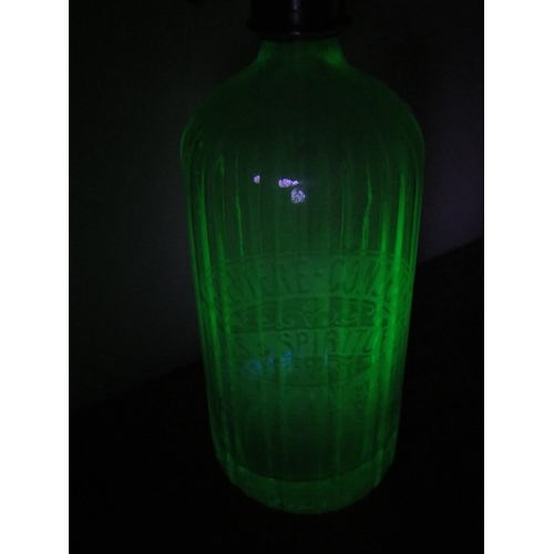 9 - Vintage French Uranium glass soda syphon, 12.5