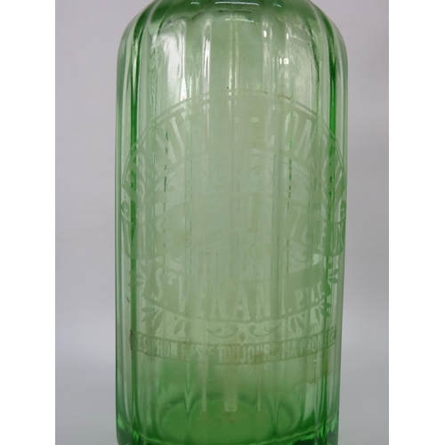 9 - Vintage French Uranium glass soda syphon, 12.5