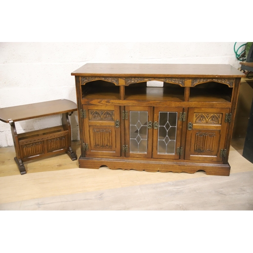 1222 - Old Charm Dresser with matching magazine rack.  H:43 x W:50 x D:19 inches. See photos.