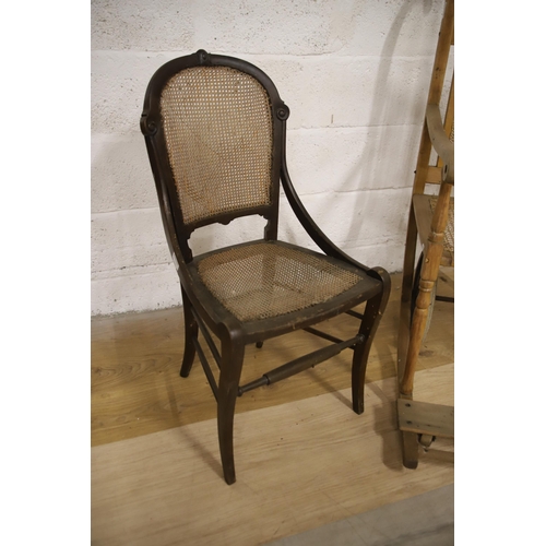 1223 - Bergere seated parlour chair plus antique Invalid or wheelchair also with Bergere seat and back. See... 