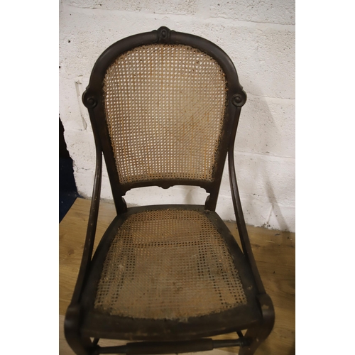 1223 - Bergere seated parlour chair plus antique Invalid or wheelchair also with Bergere seat and back. See... 