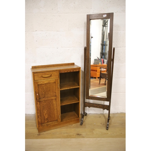 1227 - Long cheval dressing mirror plus a 1940's narrow cabinet. See photos.