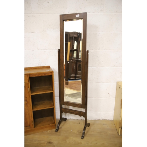 1227 - Long cheval dressing mirror plus a 1940's narrow cabinet. See photos.