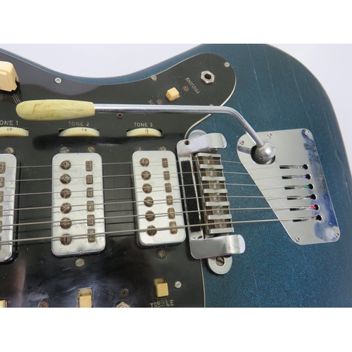 2003 - Vintage Hofna 176 Galixie six string electric Guitar. Finished in deep metalic Blue with inlaid MOP ... 