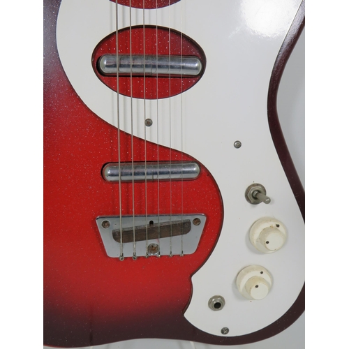 2007 - Vintage Silvertone Sunburst 1457 in Red Sparkle Finish and cream textured edge to body. Some Minor e... 