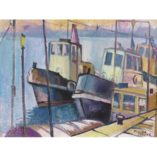 391 - Oil on Canvas of a Harbour scene signed Miller Patrick, Frame size 23