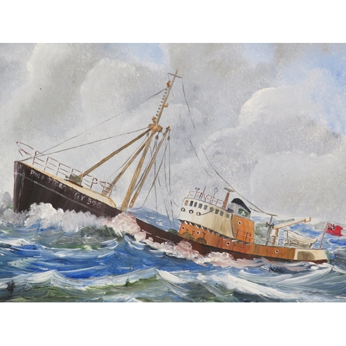 392 - Oil on Board of a Fishing trawler 