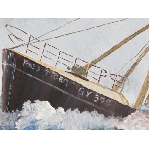 392 - Oil on Board of a Fishing trawler 