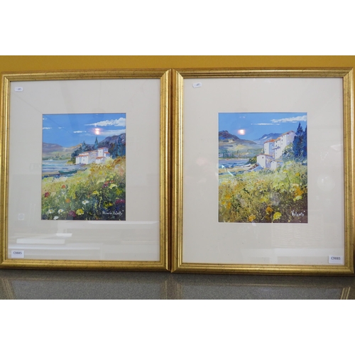 397 - Two Framed Acrylic paintings by Roberto Luigi Valente, frame size 22 3/4