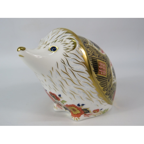 22 - Royal Crown Derby Imari Hedgehog paperweight with gold stopper.