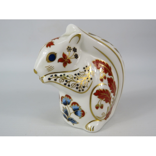 24 - Royal Crown Derby Squirrel Paperweight with gold stopper.